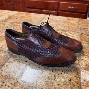 Allen Edmonds Hampstead Wingtip Oxford Dress Shoes Brown Woven Leather Men 13B